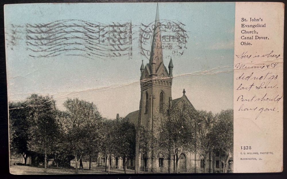 Vintage Postcard 1910 St. John's Evangelical Church, Canal Dover, Ohio (OH)