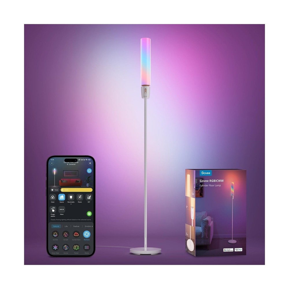 Govee RGBIC Cylinder Floor Lamp, LED Corner Floor Lamp with Wi-Fi App Control...