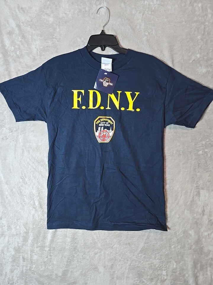 FDNY Mens Medium Navy Blue Fire Department T-Shirt 100% Cotton NWT