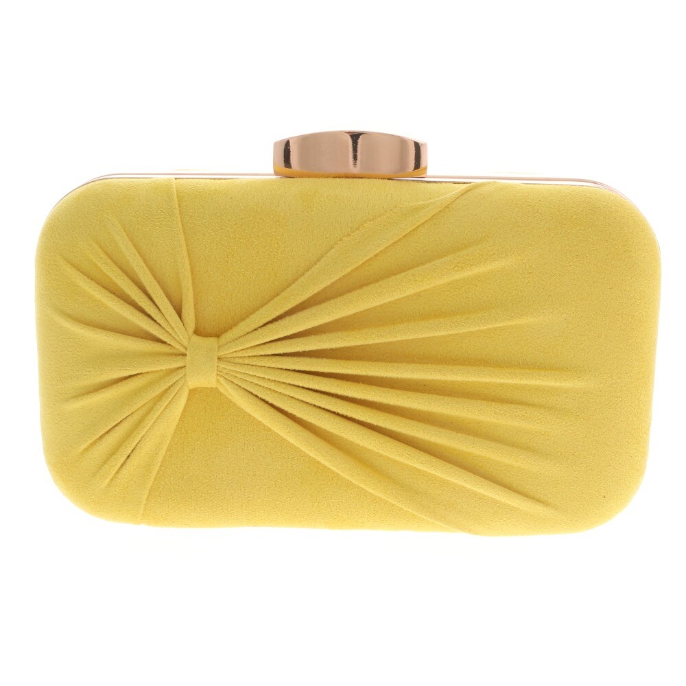 Gold Metal Yellow Suede Evening Bag JXL005-YEL