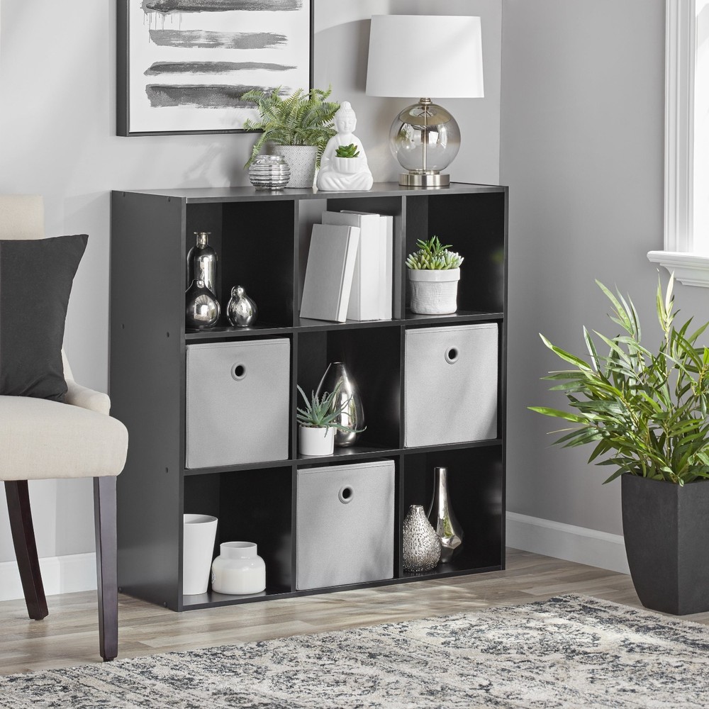 11-Inch Black 9-Cube Storage Shelf Organizer Unit