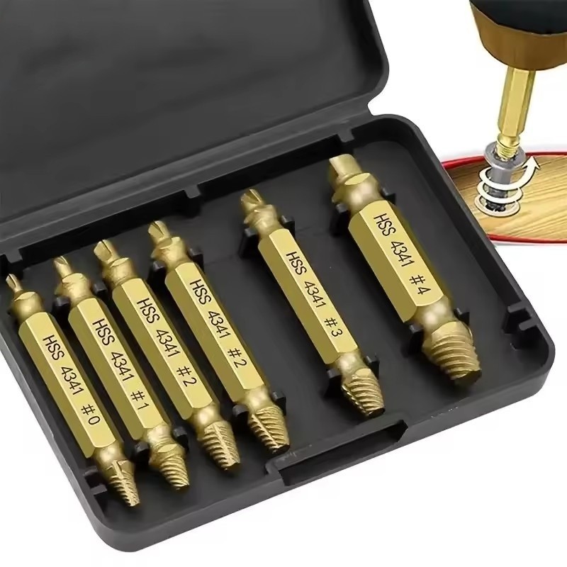 Damaged Screw Extractor Set HSS Drill Bit Remover for Stripped or Broken Screws