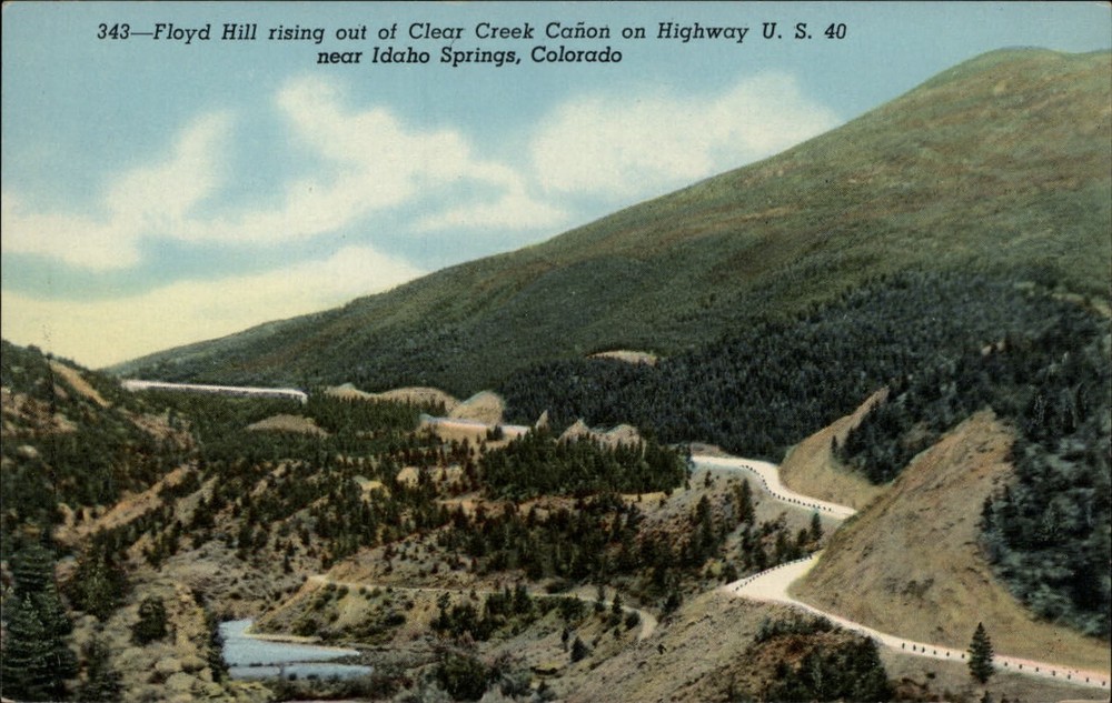 Idaho Springs Colorado Clear Creek Canon Hwy 40 aerial unused vintage postcard