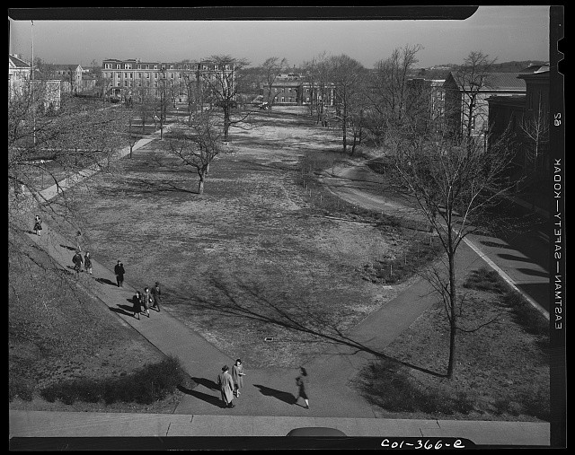 Photo:Washington DC Howard University Campus Winter 1942 Students Walkway