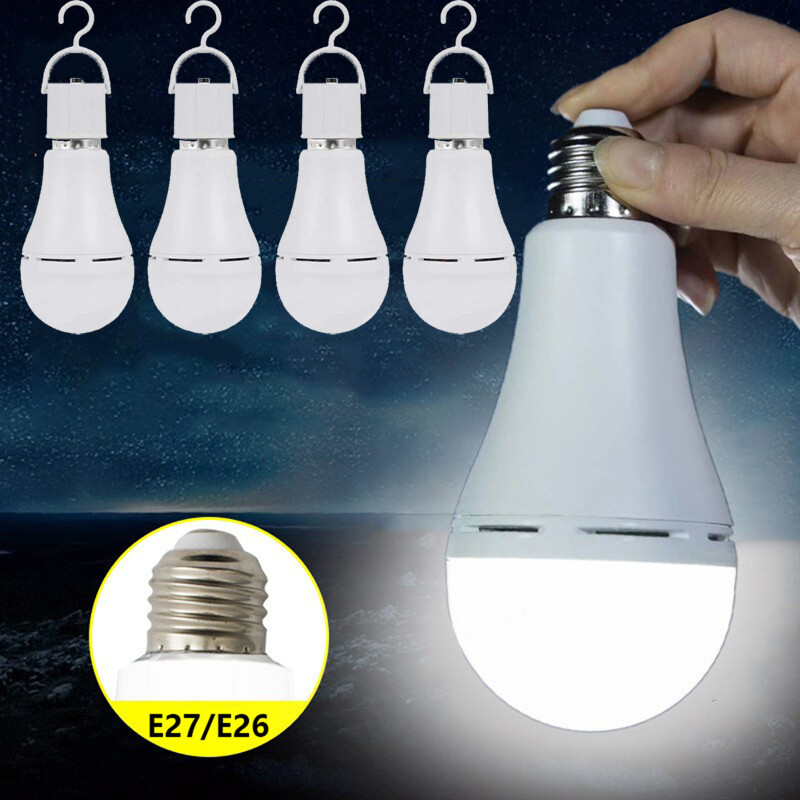 4Pcs LED Rechargeable Emergency Light Bulb 60W Equivalent 1500mAh Battery Backup