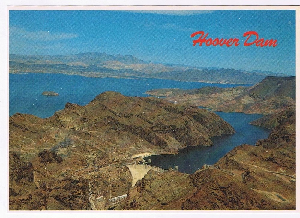 Postcard Hoover Dam Colorado River Nevada Arizona Border At Black Canyon
