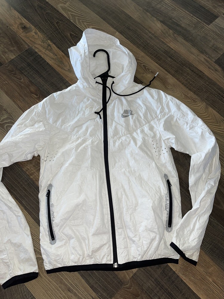 Nike Windrunner Jacket Women's size XXS  White Hooded Windbreaker **Stains