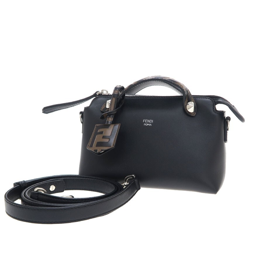 FENDI By the Way Small Black Leather Shoulder Tote Bag Authentic