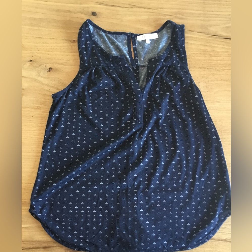 Eden Olivia womens blue sleeveless gold button tunic size M preloved