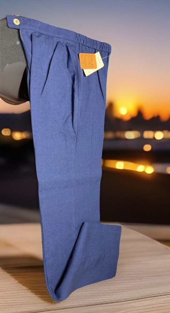 VTG 70s Dana Point Trousers Pants Blue Poly Rayon Deadstock NWT Size 8