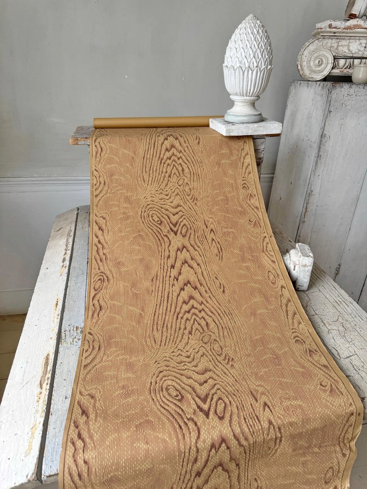 6.3 yds French Faux Wood Wallpaper 1900 Wallcoverings Woodgrain Rustic Home Dec