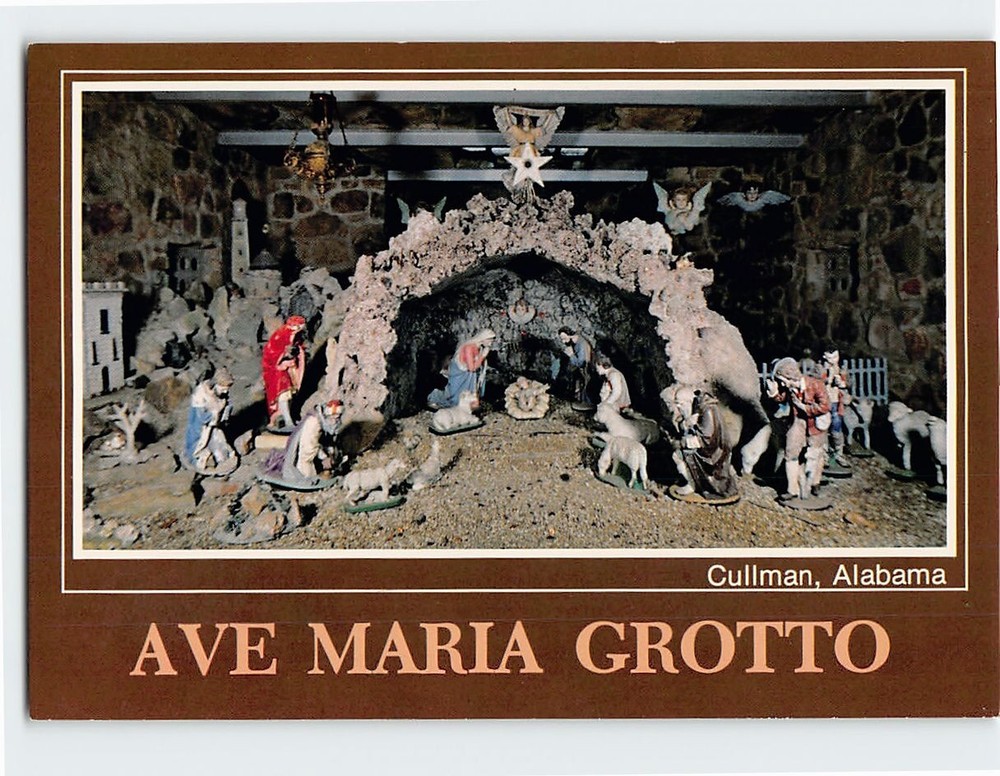 Postcard St. Bernard Abbey Ave Maria Grotto Cullman Alabama USA