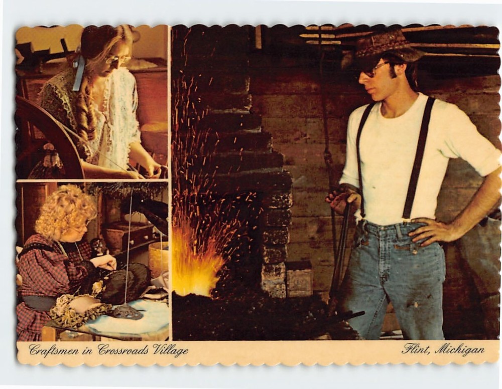Postcard Craftsmen Crossroads Village Flint Michigan USA