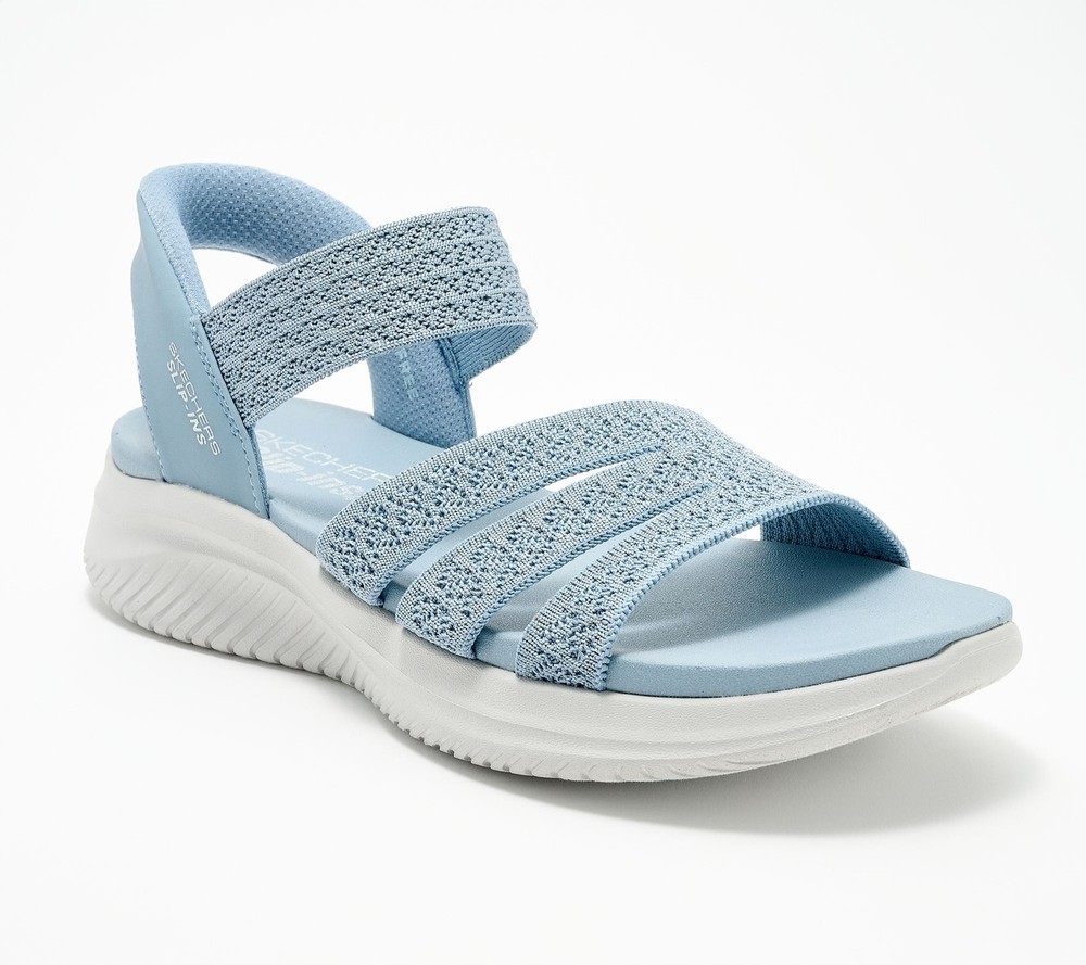 Skechers Women's Sz 10 Slip-ins Washable Knit Ultra Flex . Sandals Blue A687169