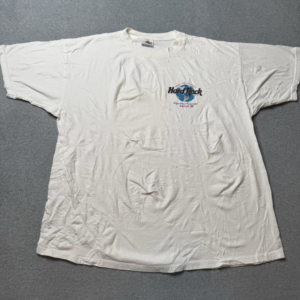 Vintage Hard Rock Cafe T Shirt Mens XL White Signature Series Sting Sting 90s