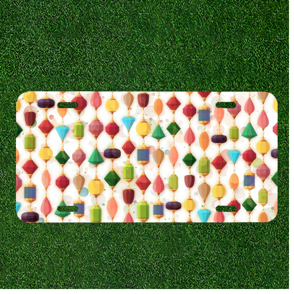 Custom Car License Plate with Colorful Jeweled Background Personalization