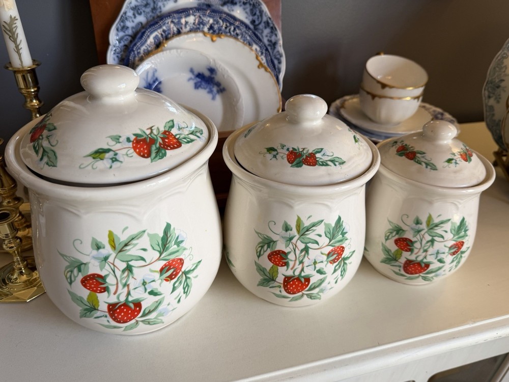 Vintage Strawberry 3 Piece Canister Set Sears Roebuck?