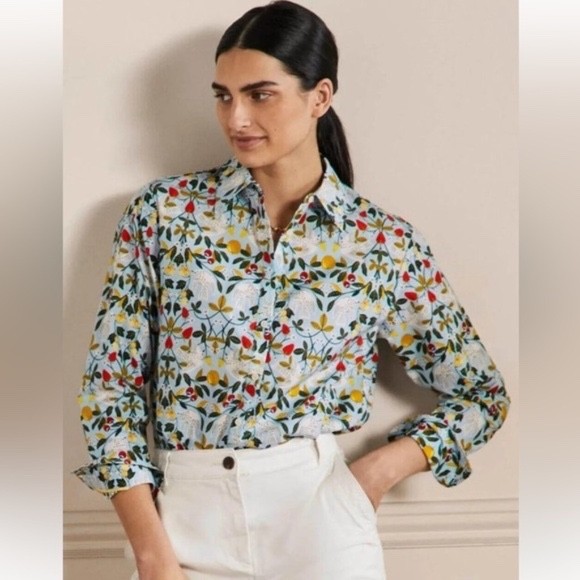 Boden Classic Relaxed Cotton Shirt Birds Of Paradise US 4 Women