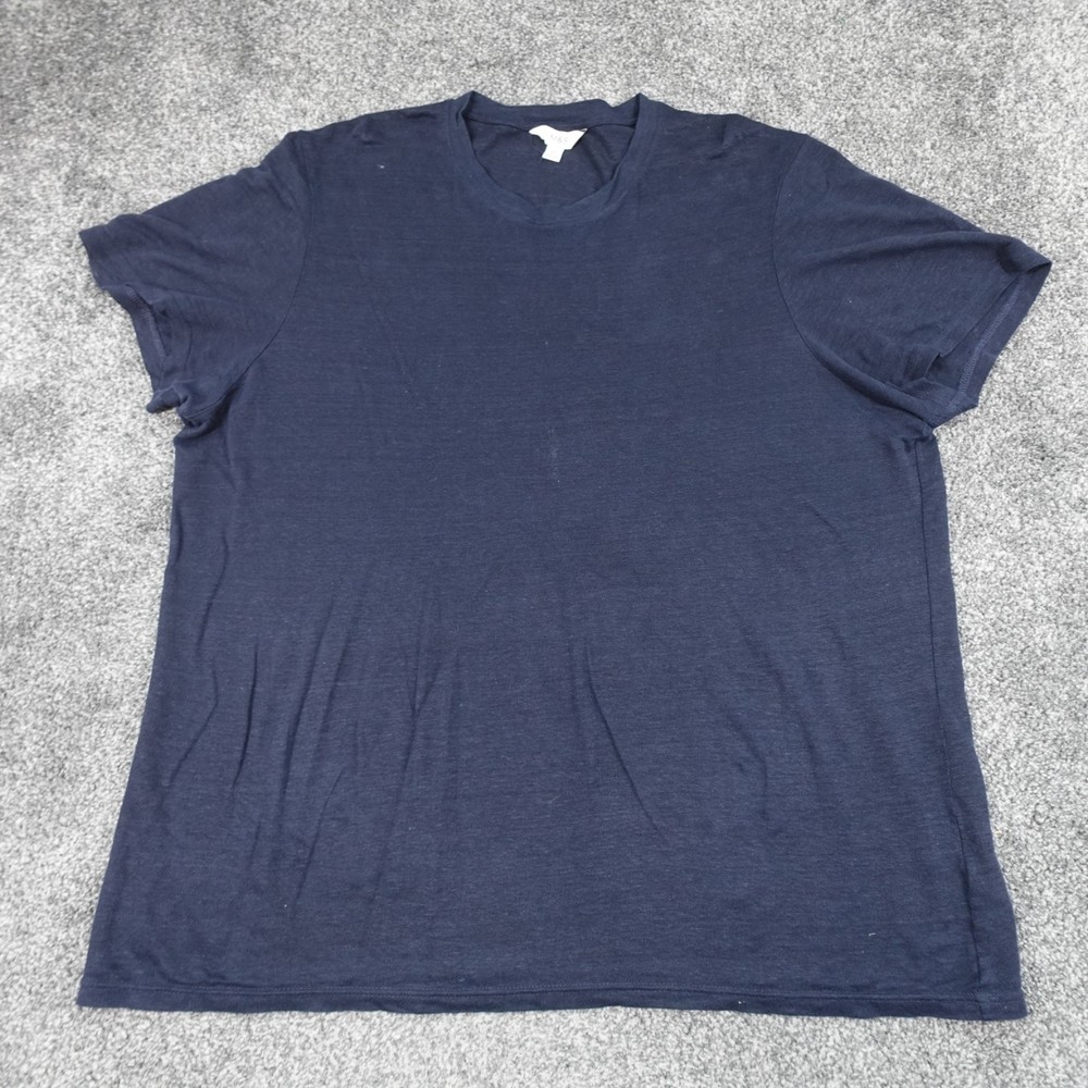Marks & Spencer 100% Linen T-Shirt Navy Blue Size XL Men's Short Sleeve Summer