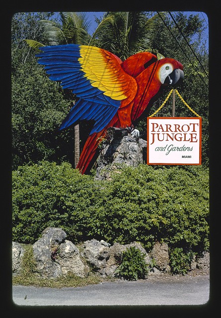 Photo:Miami Florida Parrot Jungle and Gardens Sign Macaw 1990