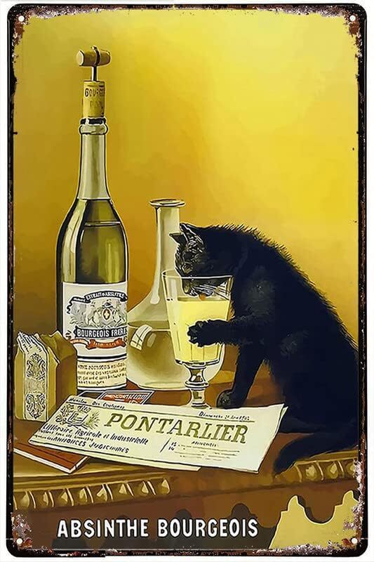 Black Cat Absinthe Tin Metal Sign Bar Wall Decor Bourgeois Poster-image
