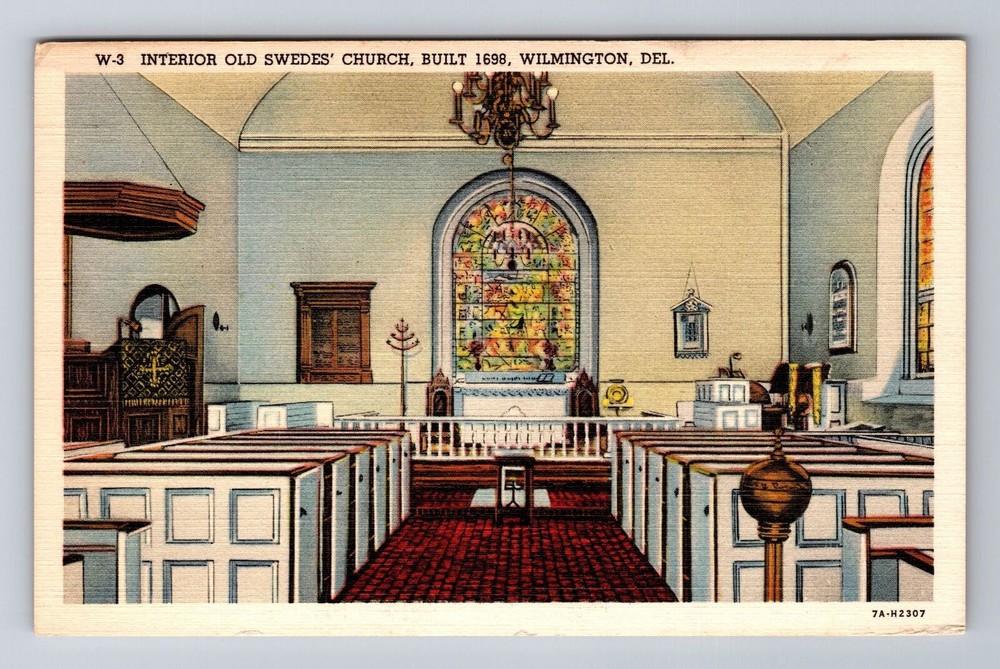 Wilmington DE-Delaware, Old Swedes' Church, Antique Vintage Souvenir Postcard