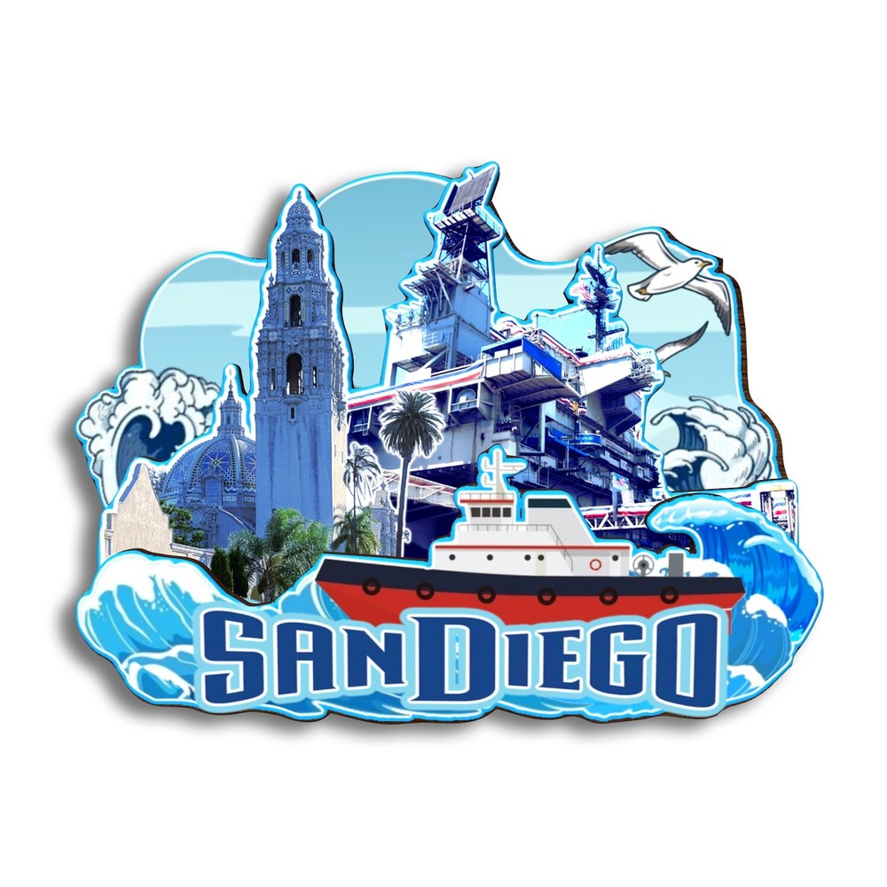 San Diego California USA Refrigerator magnet 3D travel souvenirs wood craft