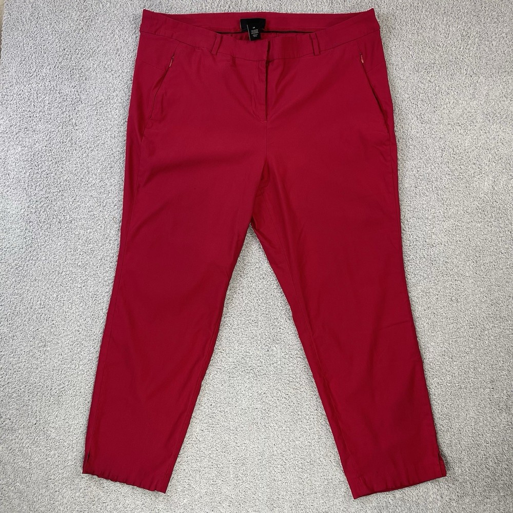 Lane Bryant Straight Leg Pants Women's Hi Rise  Sz 24 Color Red
