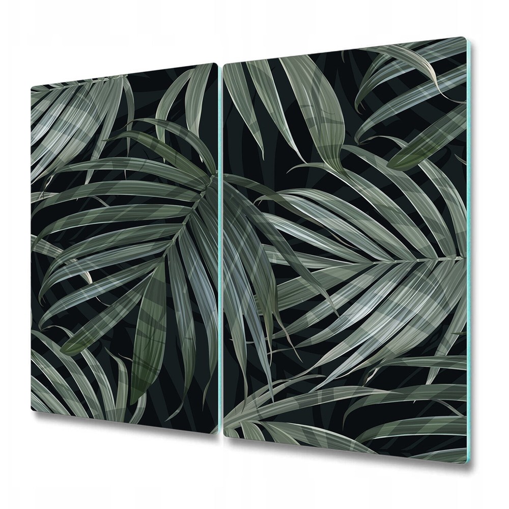 Glass Worktop Kitchen Chopping Serving Board Dark monstera black Leaf 2x30x52