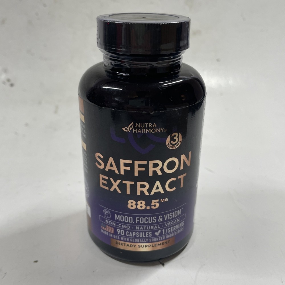 Natural Saffron Pure Saffron Extract 88.5 mg New/Sealed Exp. 12/26 90 Capsules