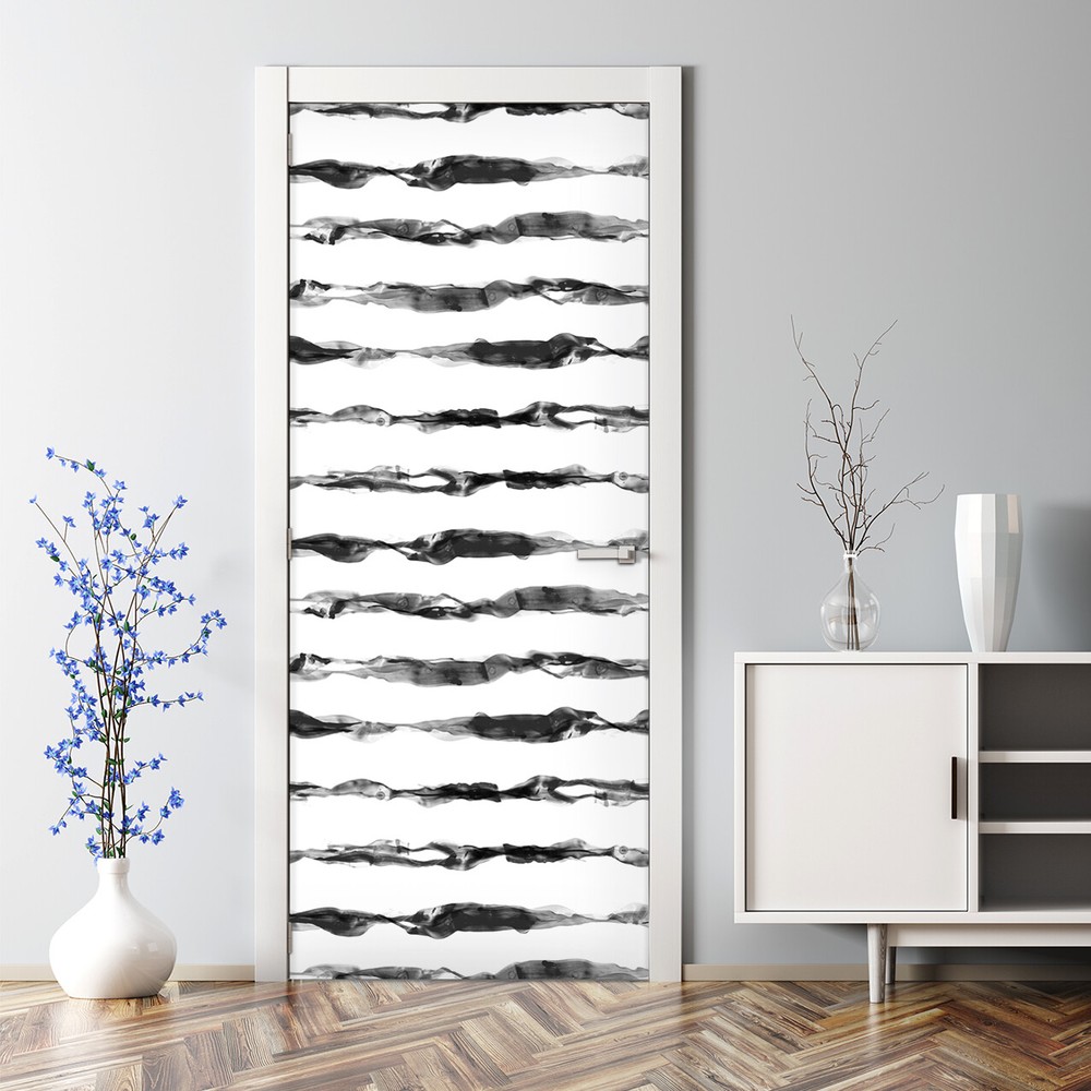 Abstract Watercolor Striped Door Decal Bubble-Free Application