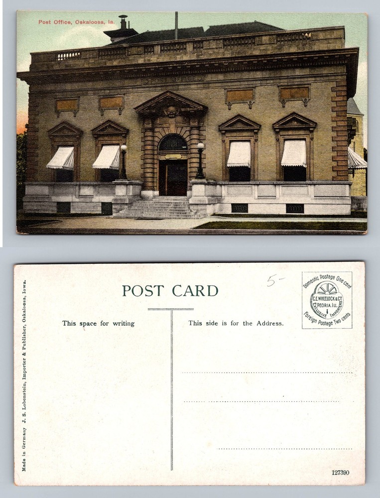 Oskaloosa, IA-Iowa, Post Office Classical Revival Architecture Vintage Postcard