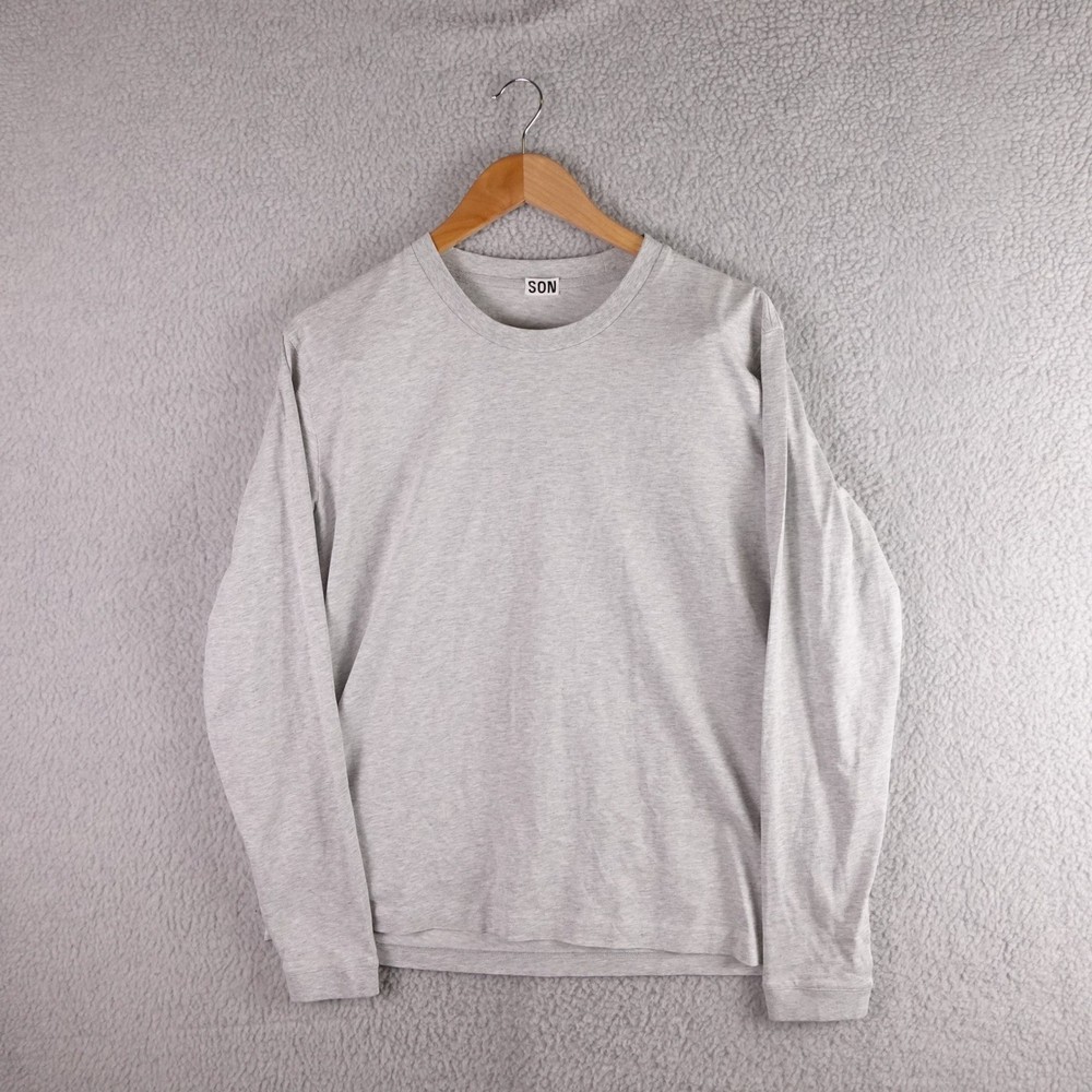 Son of a Tailor Mens Gray Supima Cotton Long Sleeve T-Shirt Crew Neck Portugal