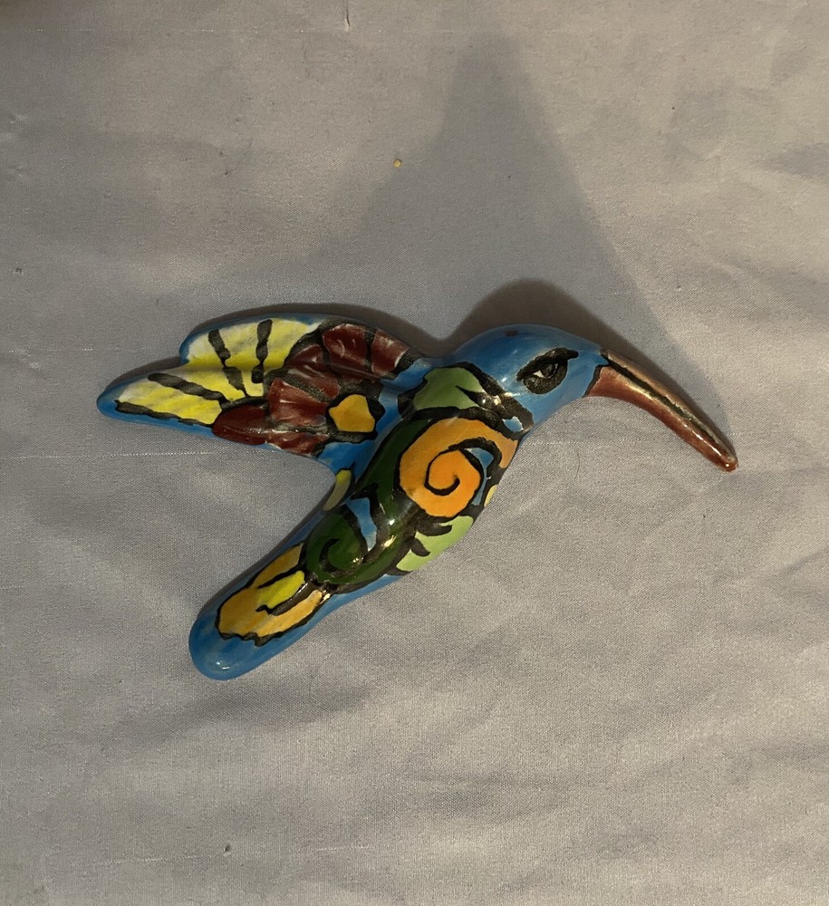 Handcrafted MINI Talavera Clay Hummingbird  Hand Painted Mexican Folk Art