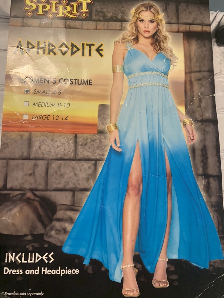 Adult Medieval Aphrodite Goddess Dragon Warrior Princess Dress Costume New Small