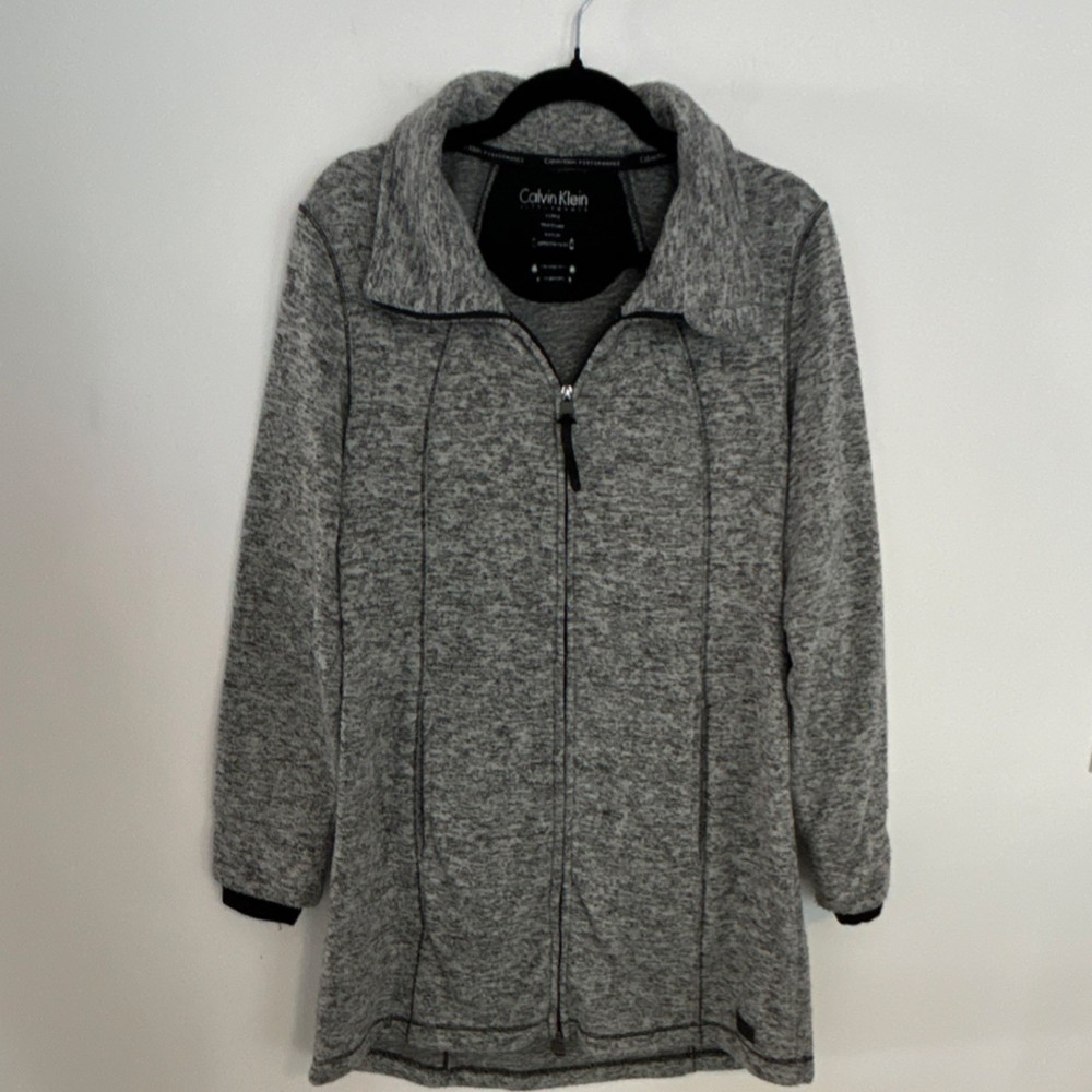 Calvin Klein Performance Women's Full Zip Jacket Gray Large Long Sleeve