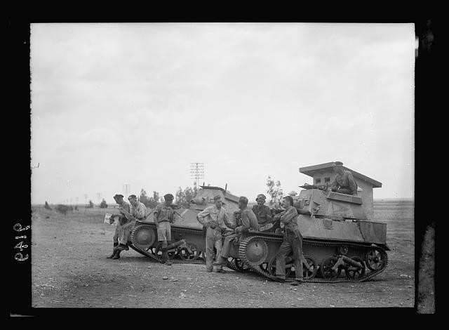 Photo:Palestine 1936 Railroad Escort on the Halt Tank Crew Military Photo