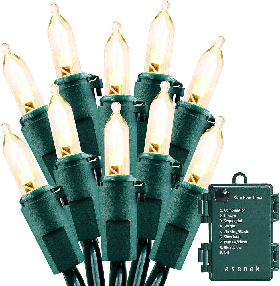 New Christmas Lights - Battery Operated String 50 LED Mini with Auto-Timer and 8