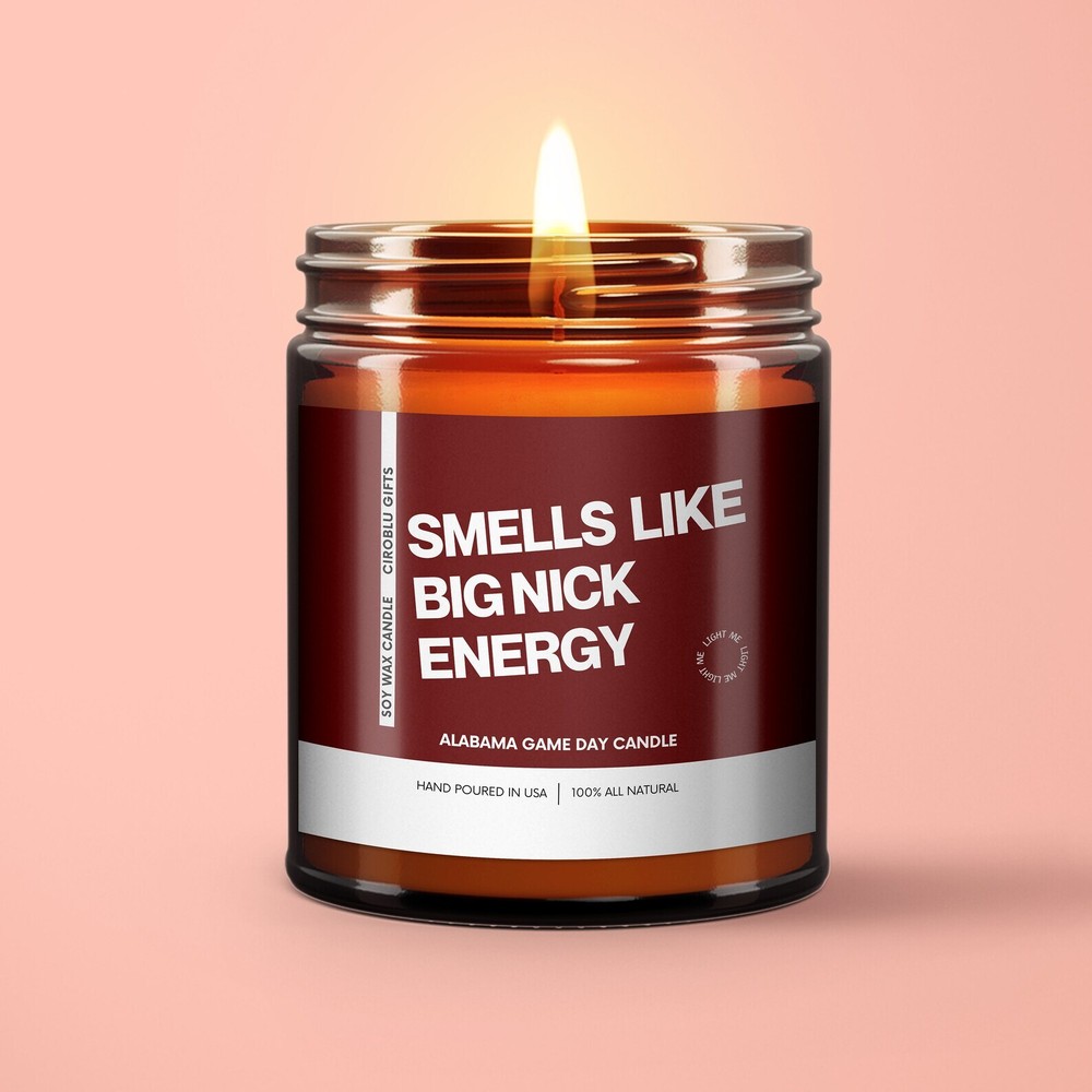 Big Nick Energy Alabama Game Day Candle – Nick Saban Sports Gift for Fans
