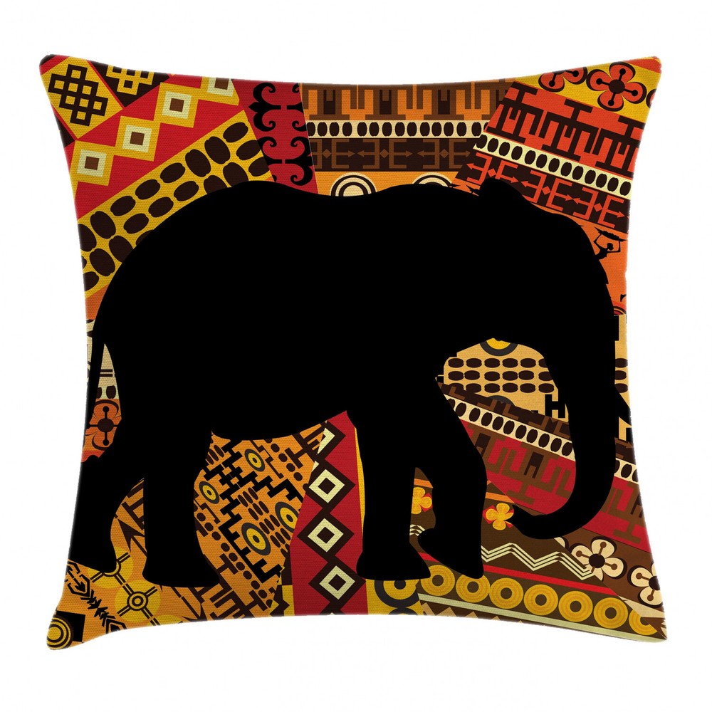 Elephant Silhouette Square Pillow Cover 16 Inch Cushion Case  