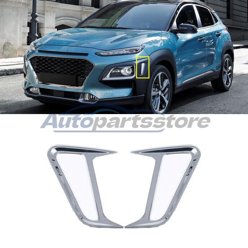 Luz lateral cromada señales de giro marco lámpara cubierta embellecedor para Hyundai Kona 18-2021