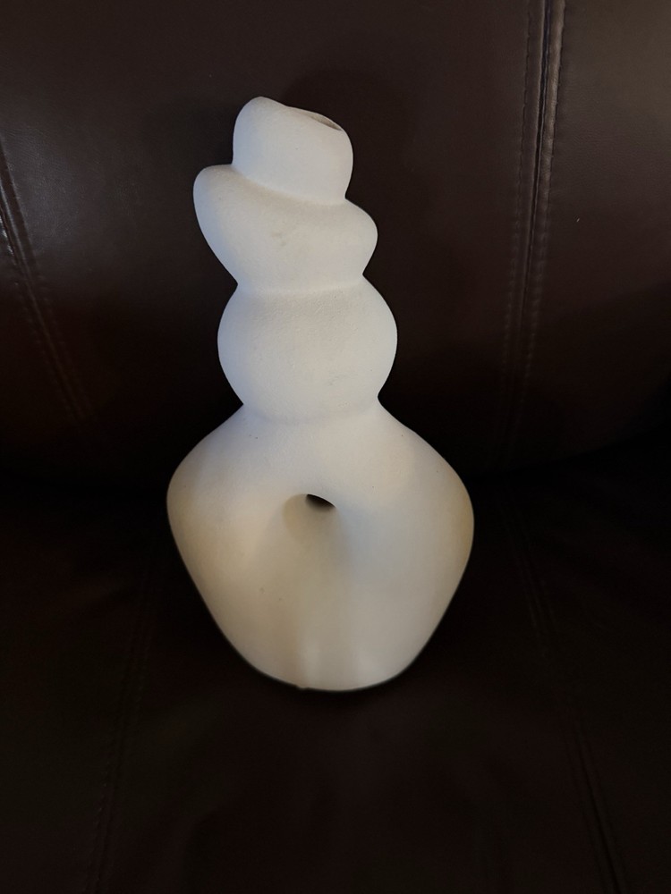White Ceramic Vase Abstract Art Pottery Decorative Modern Matte Finish