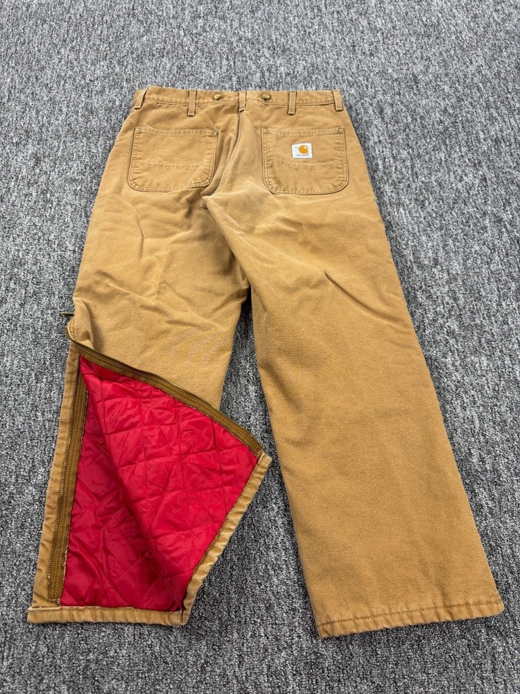 Vtg Carhartt Pants Men 38x30 Duck Canvas Insolated B10 BRN Union Made In USA