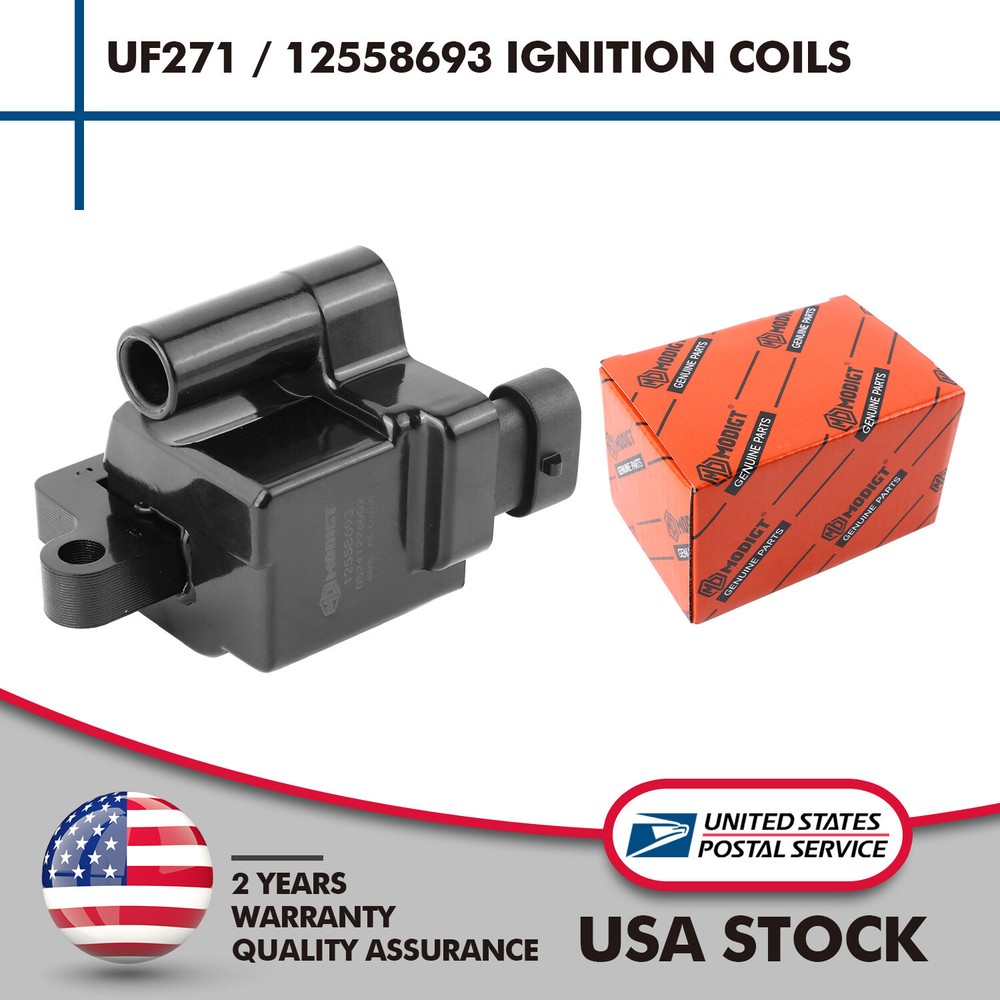 High Performance Square Ignition Coils for Chevy GMC 4.8L 5.3L 6.0L 8.1L Engines UF271 Compatible