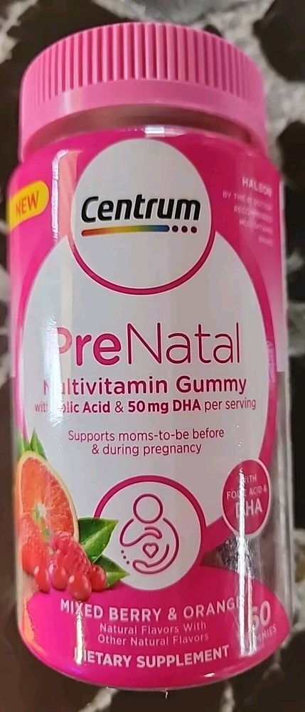 Centrum Prenatal Multivitamin Gummies with DHA & Folic Acid Berry 60ct Exp 09/25-image