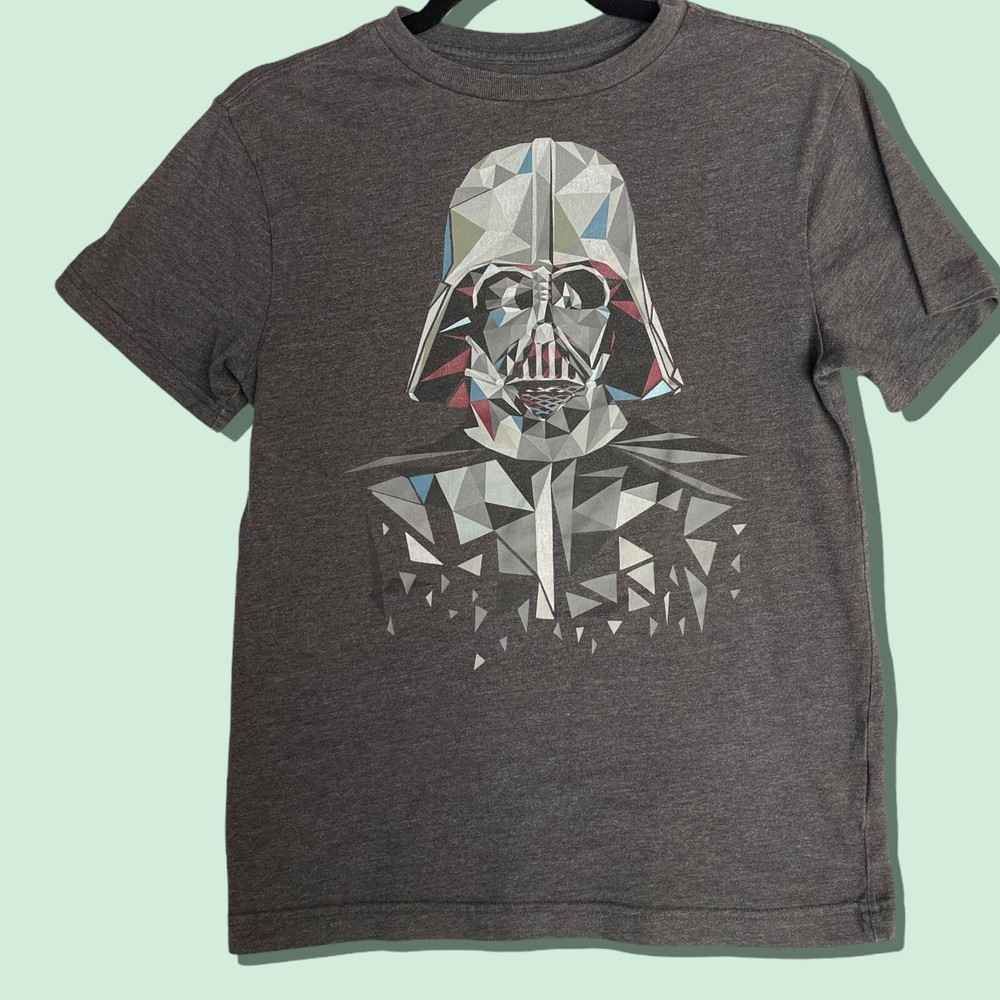 Star Wars Gray Graphic Tee SS Multicolor Darth Vader Abstract Youth Size 14-image