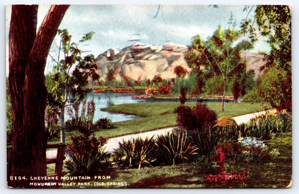 Vintage Postcard Old Outdoor Antique Cheyenne Mountain Valley Park Colorado Usa
