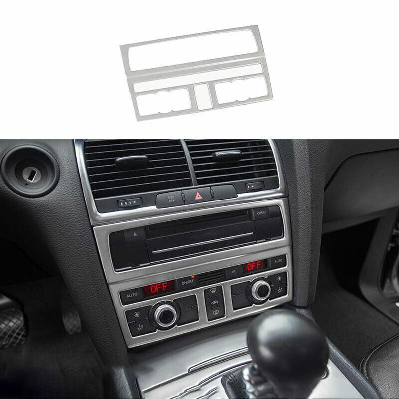 Fit For Audi Q7 2006-2014 2015 Silver Steel Console AC Switch Control Panel Trim