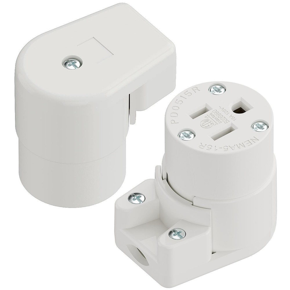 (2PACK) NEMA 5-15R/5-15C Female Socket, Right Angle 5-15R Connector ETL Liste...
