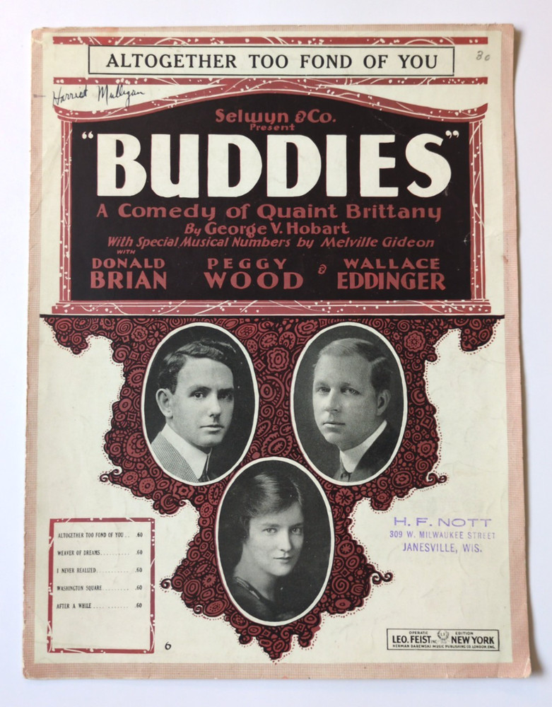 Broadway Cole Porter Altogether Too Fond Of You Buddies 1918 Sheet Music